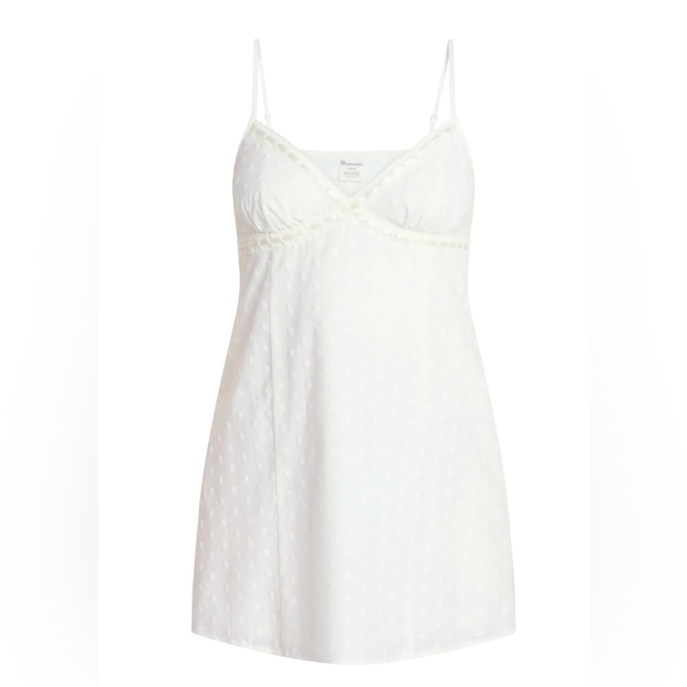 No‎ Boundaries White Swiss Dot A-Line Mini Dress Spaghetti Strap Size M NWT
